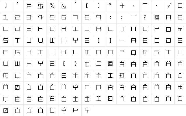 Amaya Technical Bold Regular  glyph index