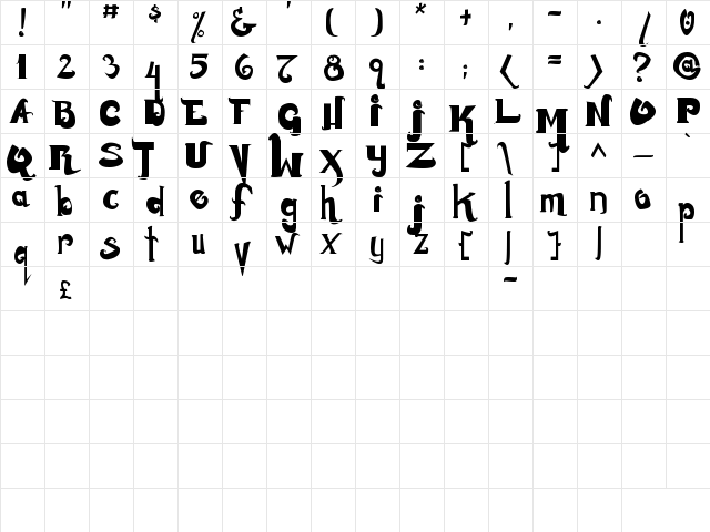 Monstur Regular  glyph index