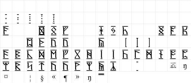 Dwarf Runes-1 Regular  glyph index