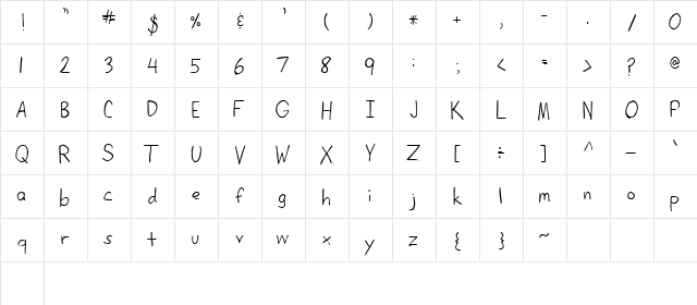 Mc Regular  glyph index