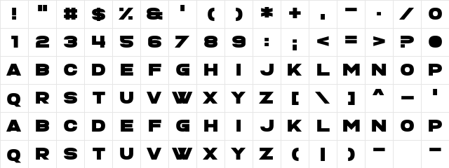 Ministry of Moron Regular  glyph index