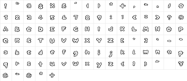 Cloooud AL  glyph index