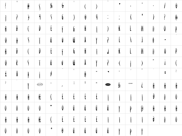 Inhumanity Halftone Regular  glyph index