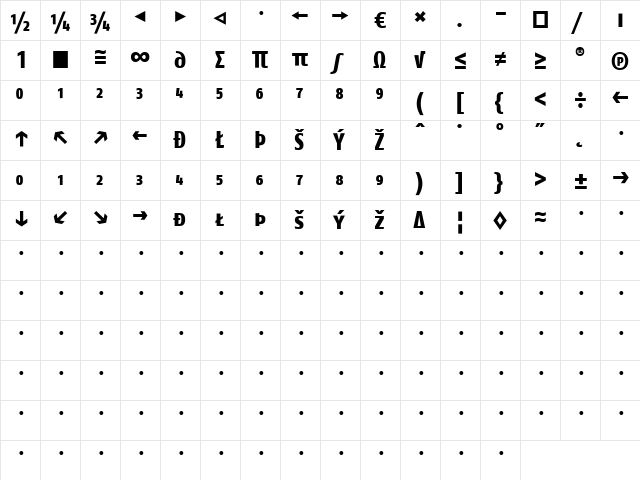 FagoCo Extrabold  glyph index