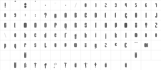 FSFunkturm Regular  glyph index