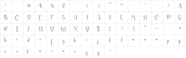 sallea Regular  glyph index