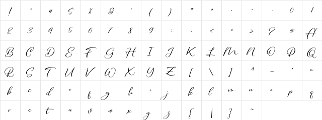 Daywala FREE Regular  glyph index