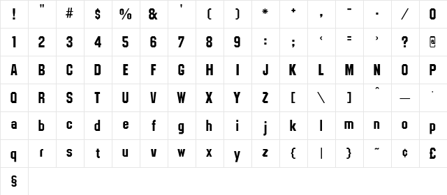 Harwich-Bold Regular  glyph index