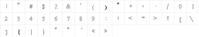 Farsi Simple Outline Regular  glyph index