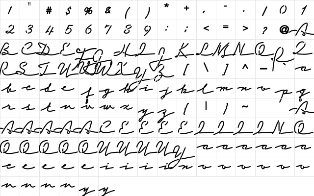 Carefour Bold  glyph index