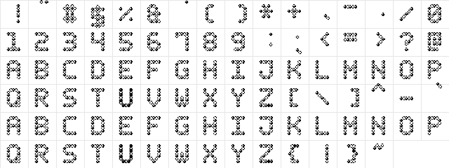 Bubble Pixel-7 Regular  glyph index