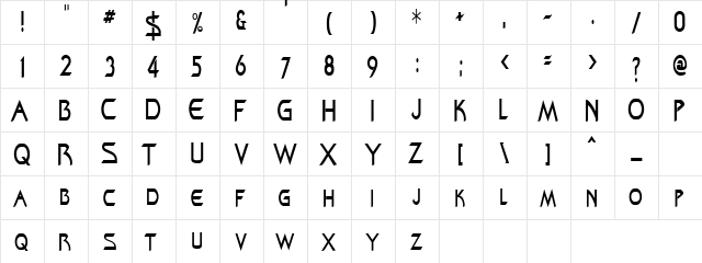 ZenonCondensed Regular  glyph index