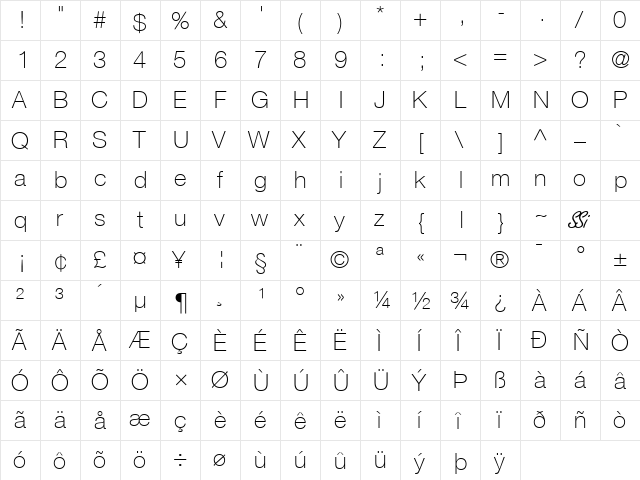 Context Reprise Thin SSi Thin  glyph index