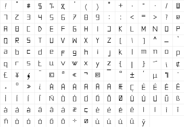 AMOceanus Regular  glyph index