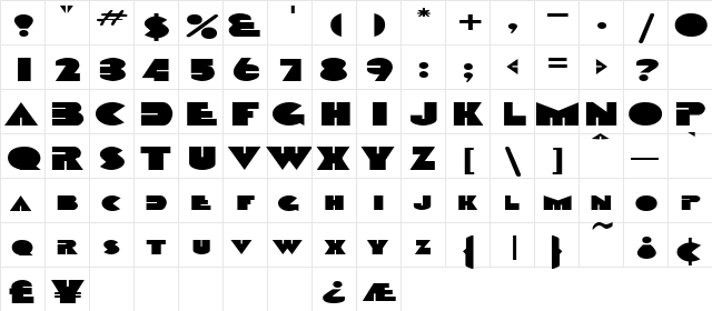 GarretExtended Regular  glyph index