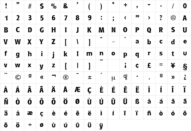 Roundest-Serial Bold  glyph index