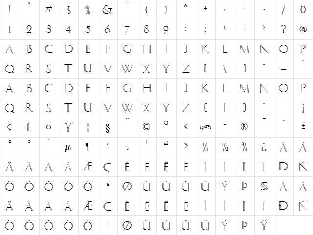 Socrates Regular  glyph index