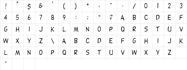 Pester 3 Regular  glyph index