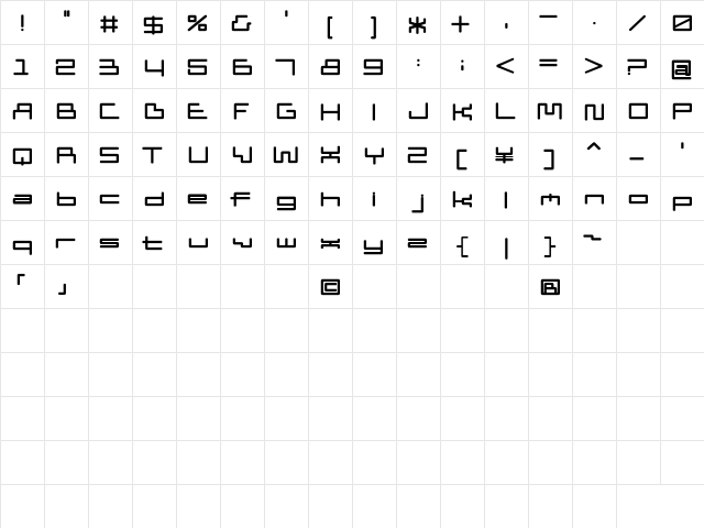 D3 PipismW Regular  glyph index