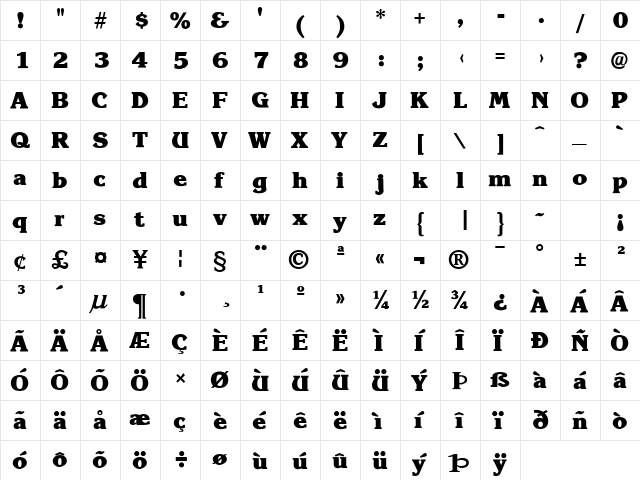 Krone ExtraBold  glyph index