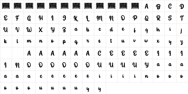 Yegufet Personal Use  glyph index