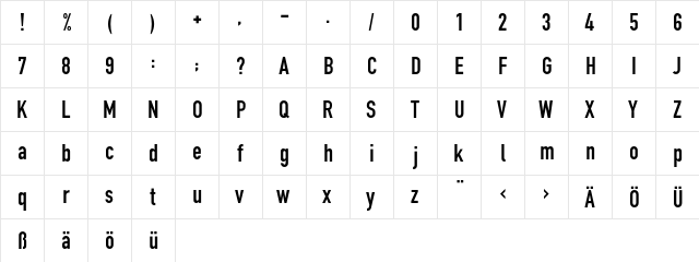 DIN1451EF EngAlt  glyph index