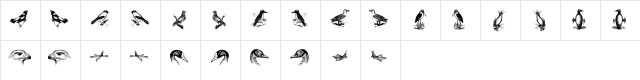 birds a Regular  glyph index