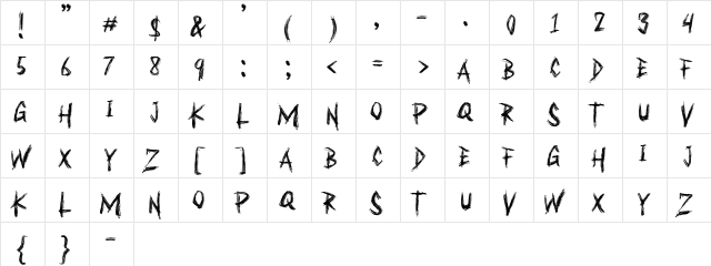 Bruttall Regular  glyph index
