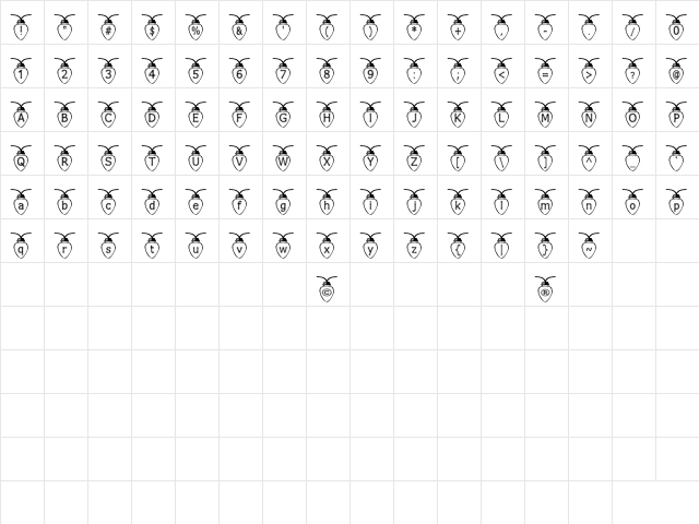 Fuzzy Xmas Lights Regular  glyph index