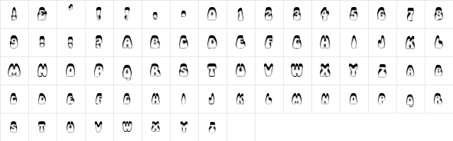 RobleRoundedSCapsSSK Regular  glyph index