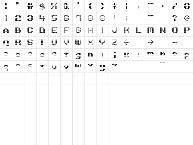 M06_QUADRA Regular  glyph index