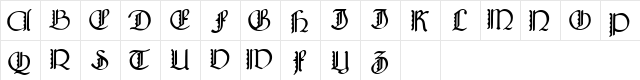 Bridgnorth Capitals Regular  glyph index