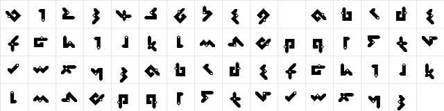 Pentomino Regular  glyph index