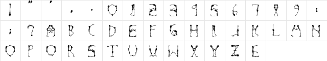 Boneyard Regular  glyph index