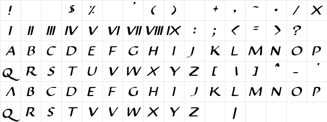 Darren Liker Regular  glyph index