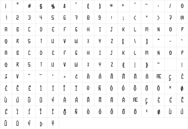 Miswak Regular  glyph index