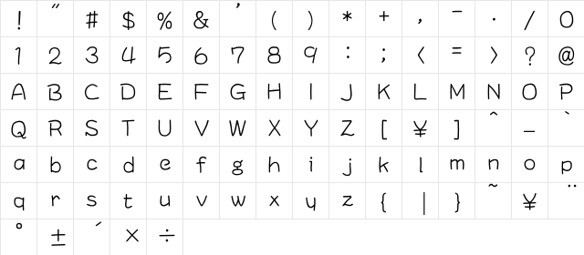 id-POPMARU-LightOT Regular  glyph index