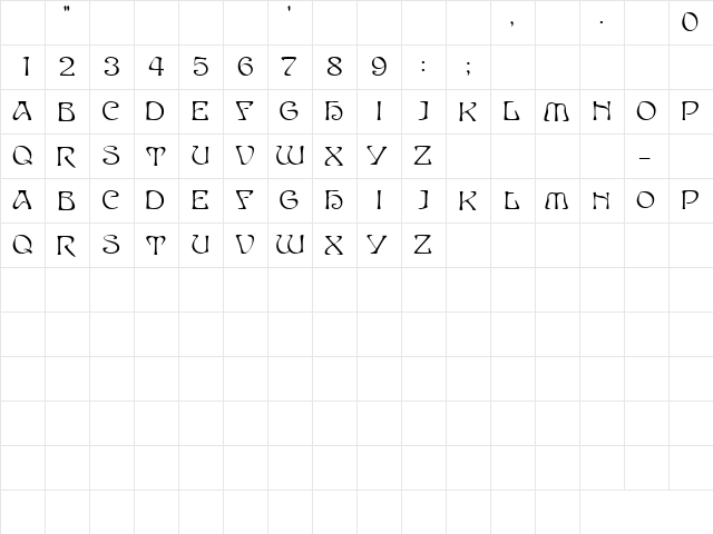 GE Time Warp Caps Regular  glyph index