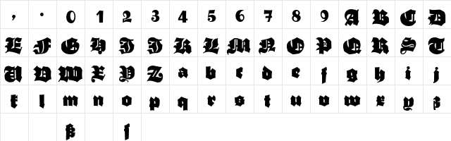 AsgardianWars Black  glyph index