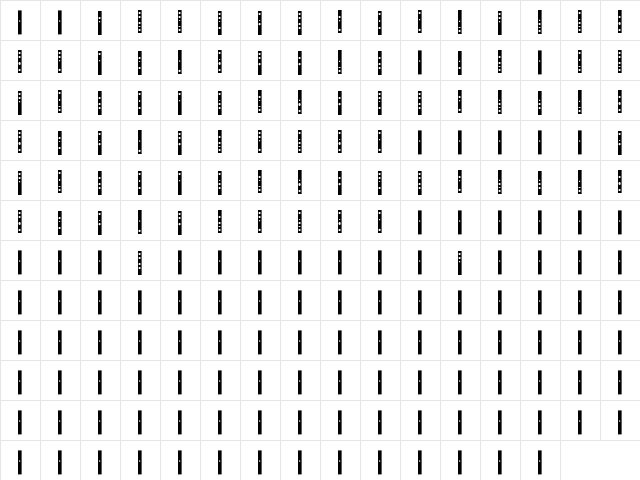 Papertape Regular  glyph index