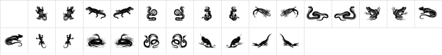 reptiles I Regular  glyph index