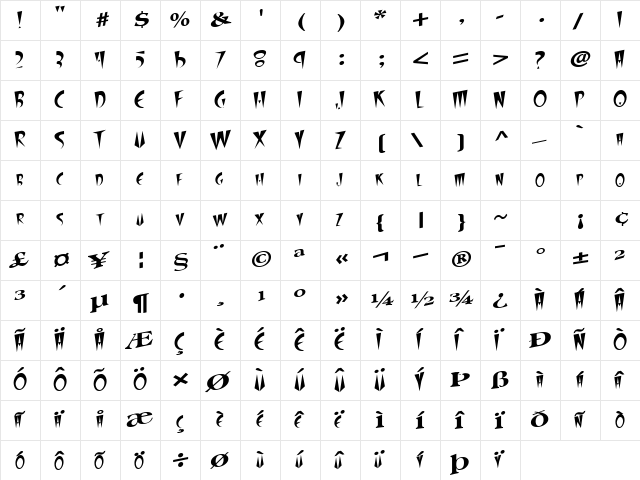 Mutual Regular  glyph index