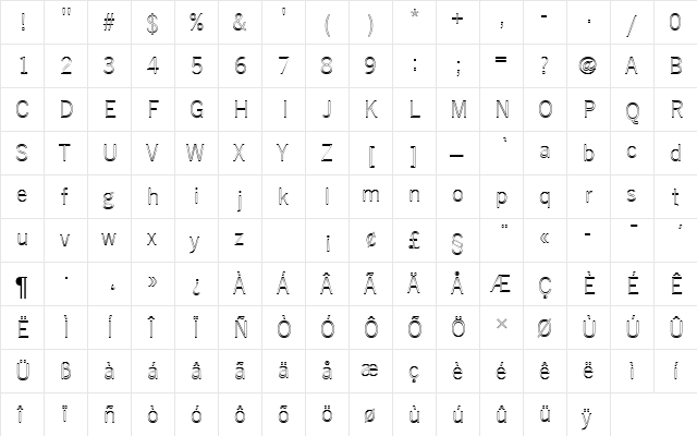 NewsGotTLigOu1 Regular  glyph index