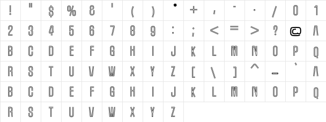 Marquee Moon Inline  glyph index