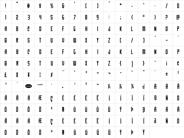 Nemesis Enforcer Regular  glyph index