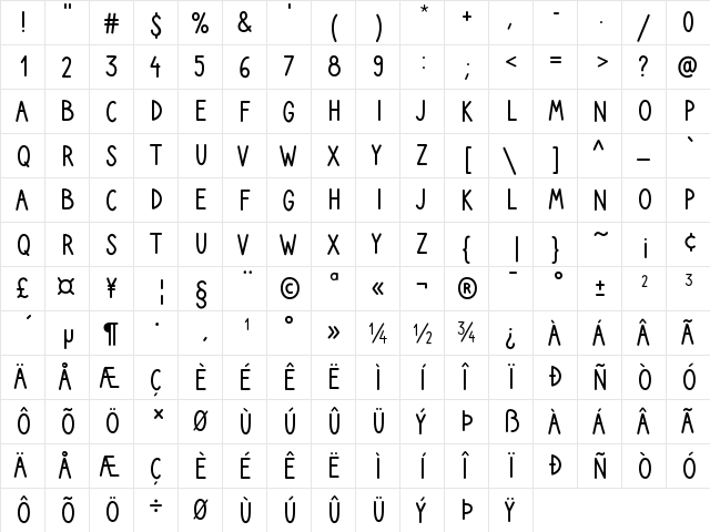 Lumie Medium  glyph index