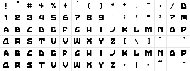 Dictator Regular  glyph index