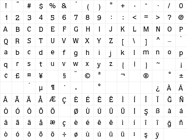 TR Doors Regular  glyph index