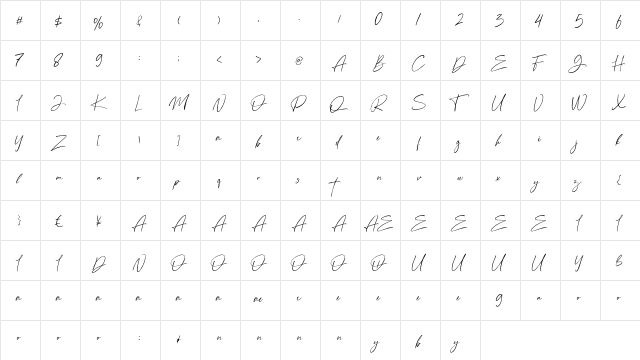 Anamortee Regular  glyph index