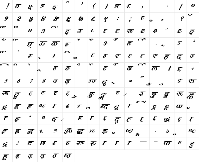AkrutiDevMukund Normal  glyph index